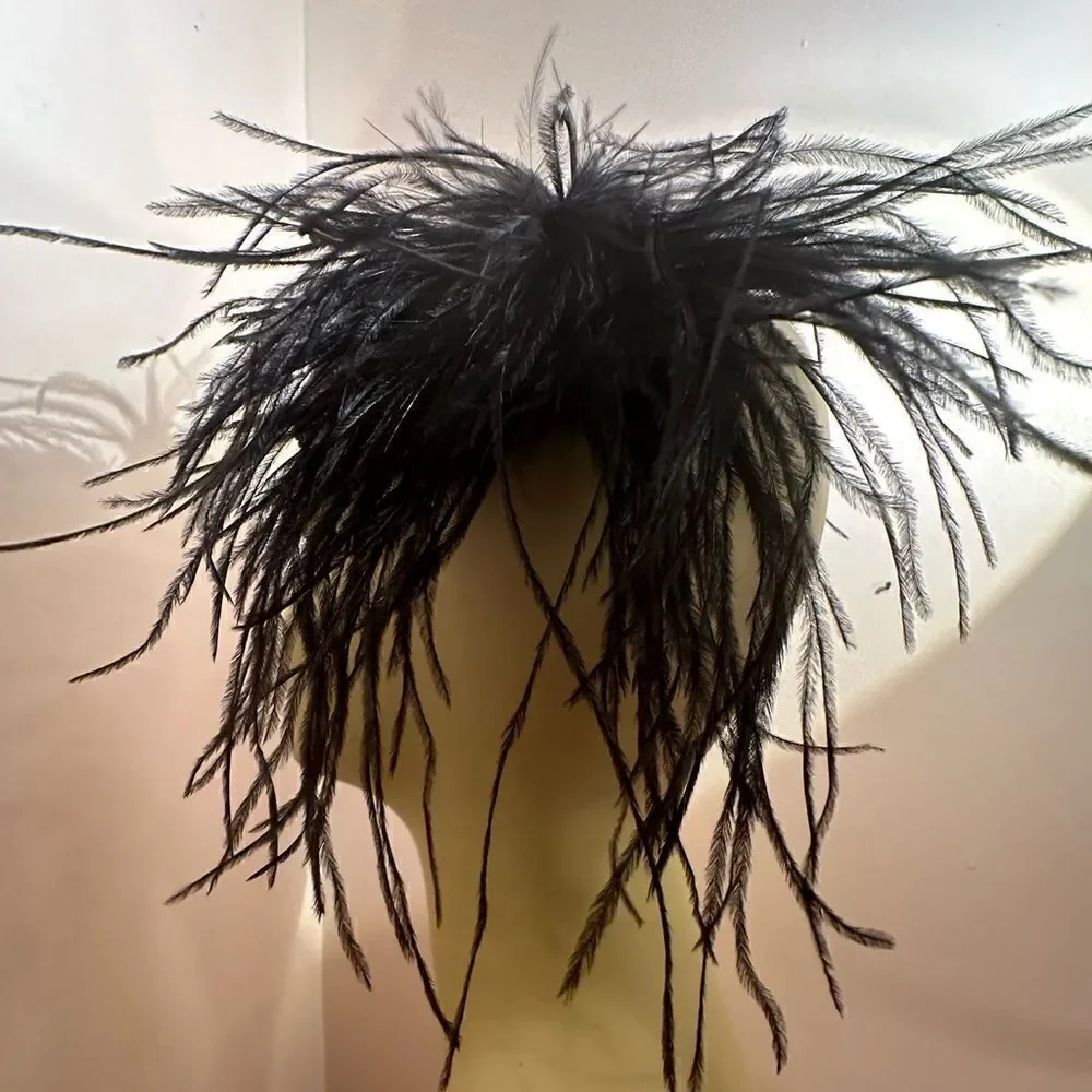 Taissa Lada Handmade Feather Fascinator Maribou Satin Lace Purple Black Hat Clip